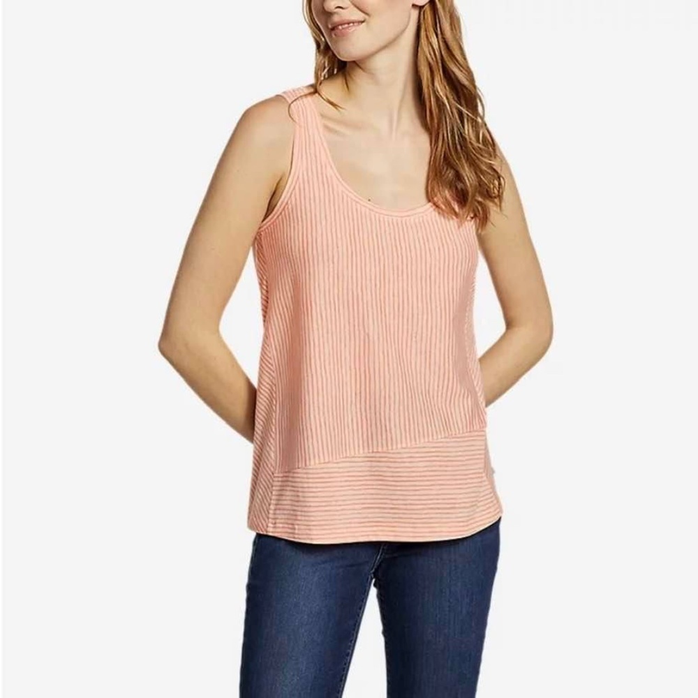 NWT EDDIE BAUER | Ladies Gate Check Mixed-Stripe U-Neck Tank Top Sz M Easy Care - Picture 6 of 15